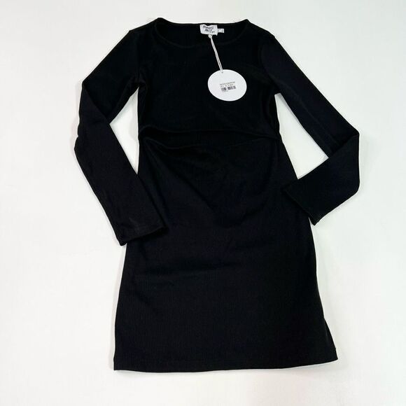 Princess Polly Mini Dress Womens Black US 6 Classic Cut-out Long Sleeve NWT - Picture 1 of 11